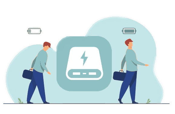 Powerbank sharing concept — arrive drained, leave charged