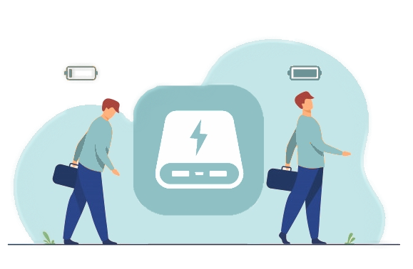 Powerbank sharing concept — arrive drained, leave charged